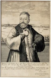 Portrait of Adam Kazanowski against Praga and Skaryszew